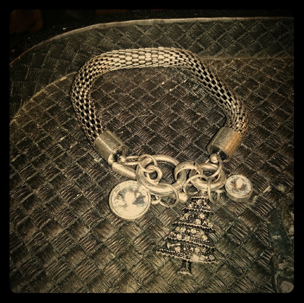 Silver tone charm bracket